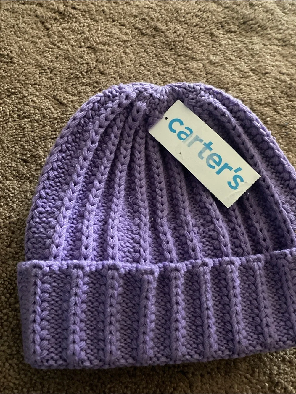 Carter's Lavender Knit Ribbed Beanie Hat